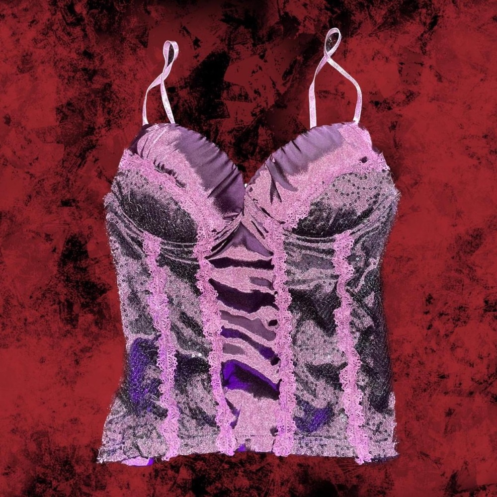 stunning vintage purple corset bustier tank top